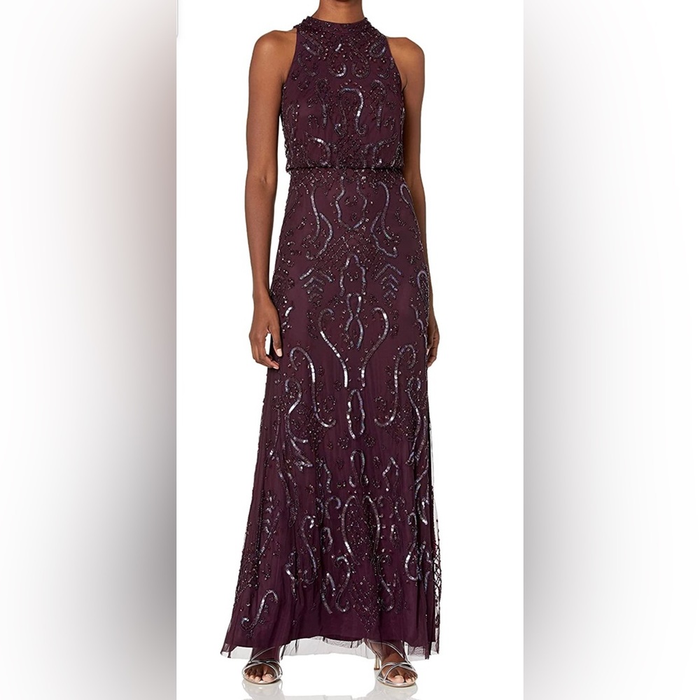Adrianna Papell beaded mesh dress NWT